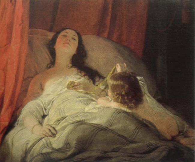 Friedrich von Amerling the drowsy one oil painting image